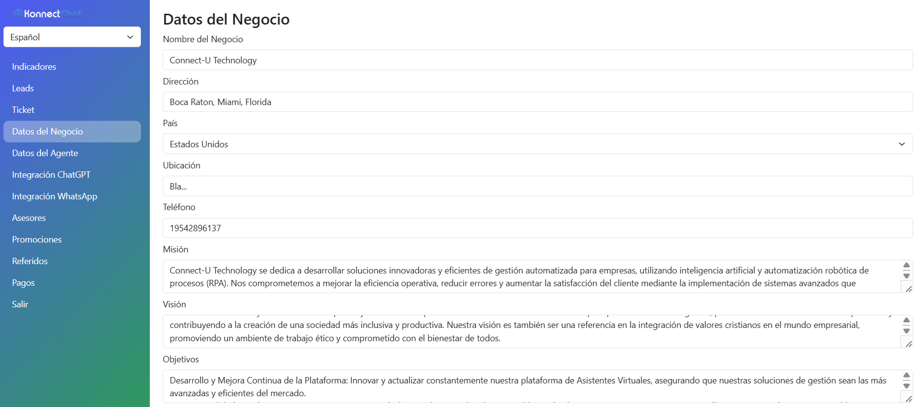 Datos del Negocio