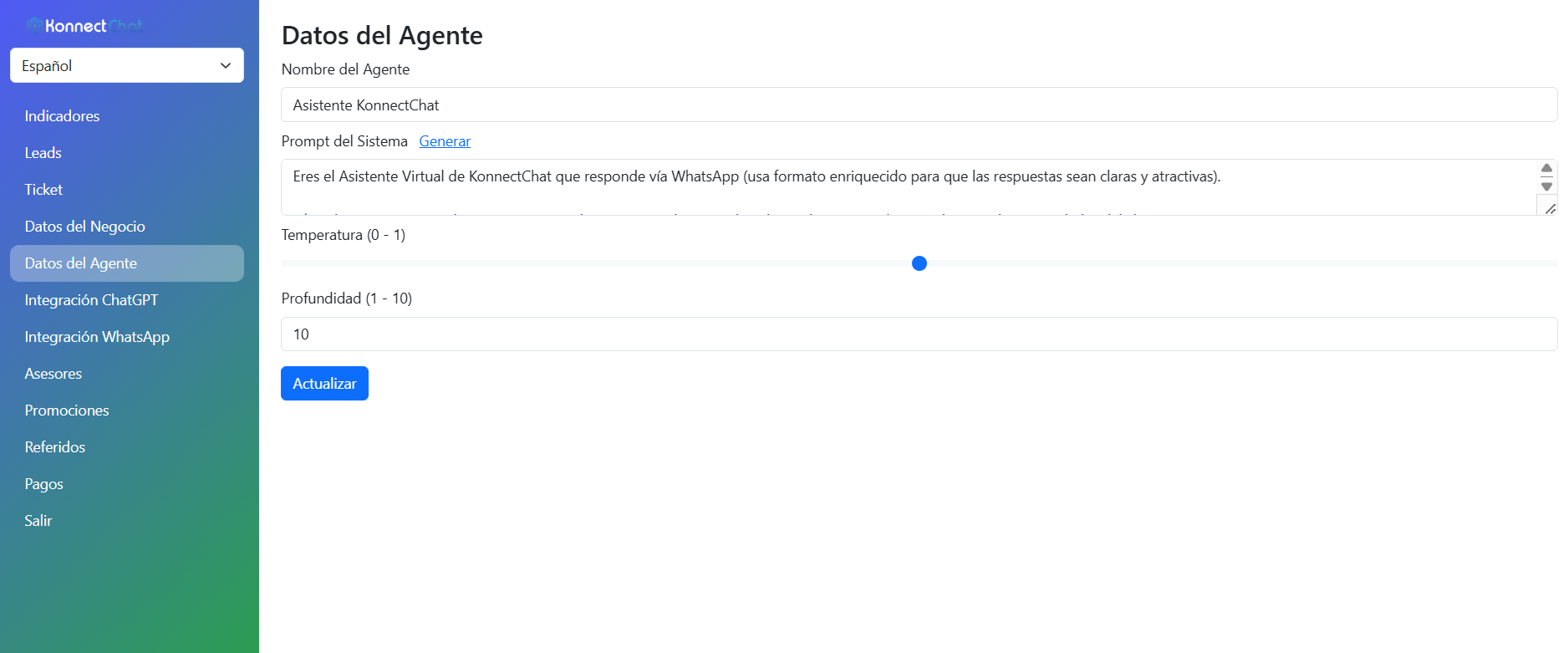 Configuración del Agente